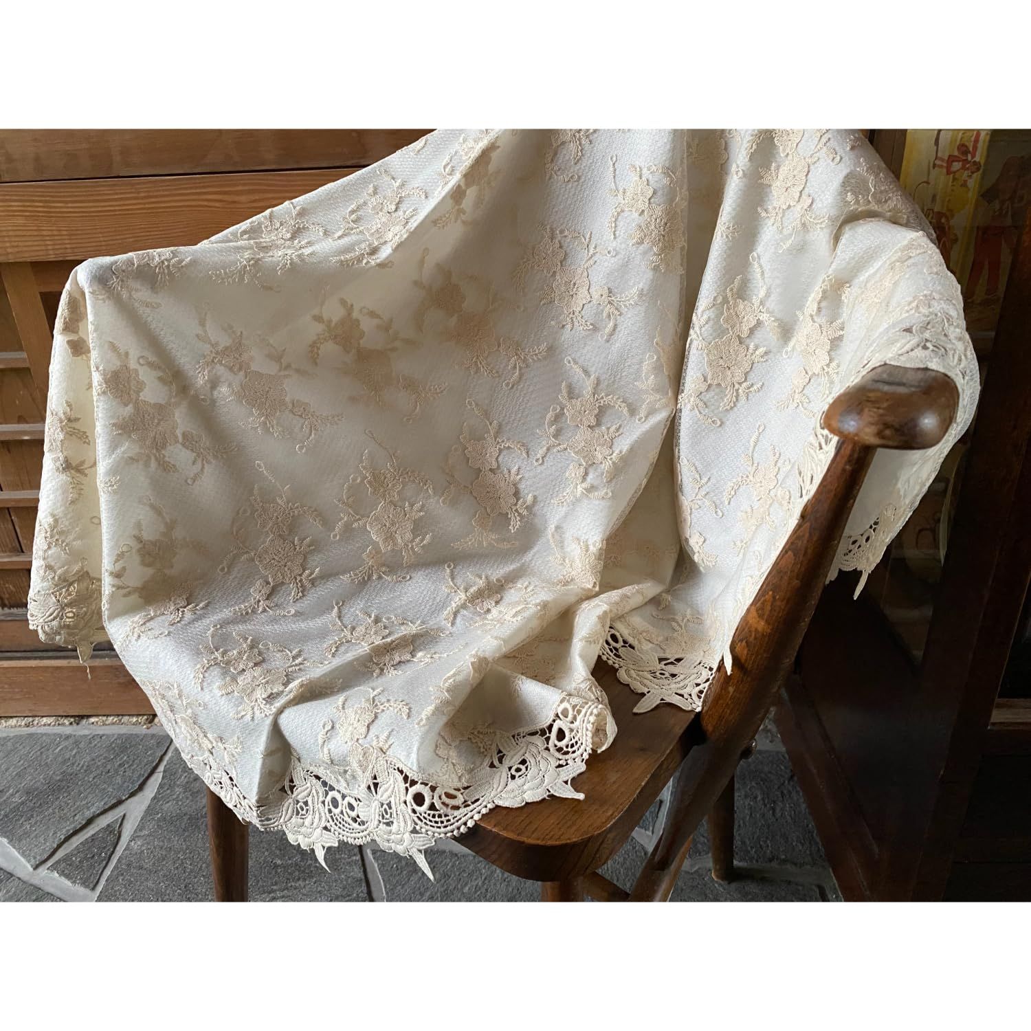 大人気 刺繍 テーブルランナー レース ベージュフラワーレースシリーズ