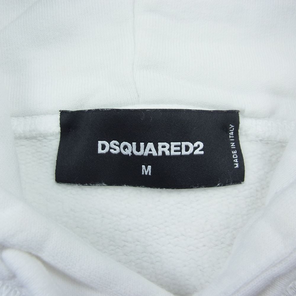 DSQUARED2 ディースクエアード S74GU0358 New Dan Fit プルオーバー ロゴプリント パーカー ホワイト系 M【中古】