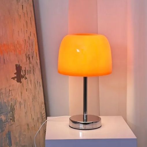 オレンジ色レトロレトロキノコ型ランプ 卓上ランプ テーブルランプ ガラス シェード キノコ おしゃれ ベッドサイドライト テーブルライト デスクライト 寝室 照明 リビング 北欧 NEXPOTALLINN_EU