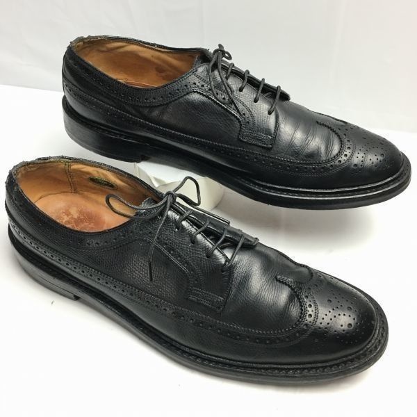 交換OK 1979年製 FRORSHEIM フローシャイム size10C 27.0-27.5 ケンムール ロングウイングチップ ビジネスシューズ 黒|BLACK men s 菅NO.WZB-188<sale>