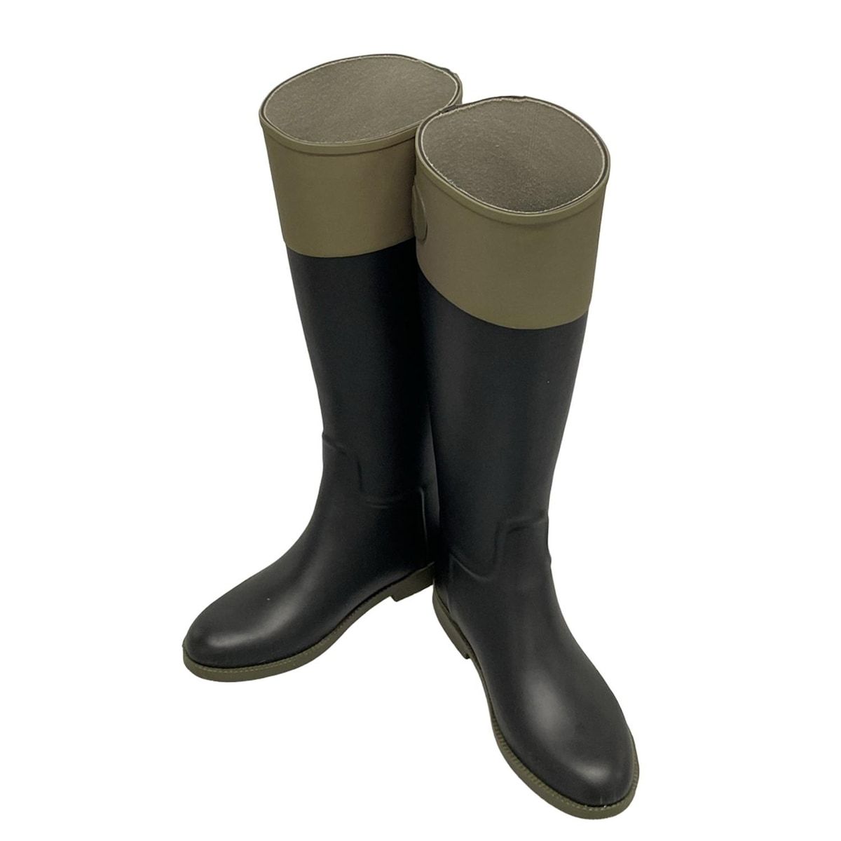 MargaretHowell マーガレットハウエル レインブーツ M レディース - 黒×カーキ idea インソール取外し可