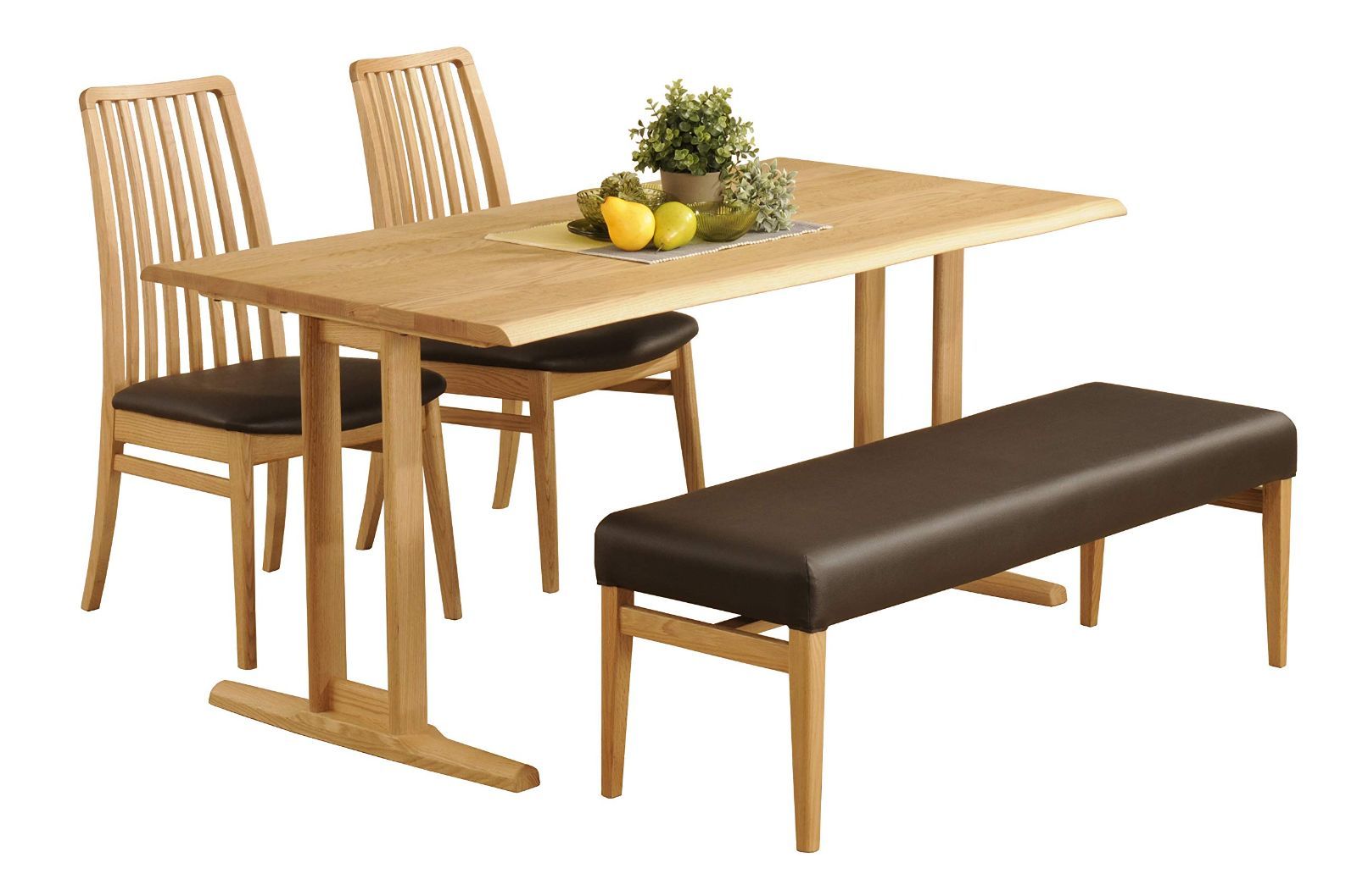 筑波産商 サイドチェア 3脚セット ダイニングチェア YUME2　001 ダイニングチェア（半肘付き）「YUME2 109AT」オーク材NR色 座面PVC