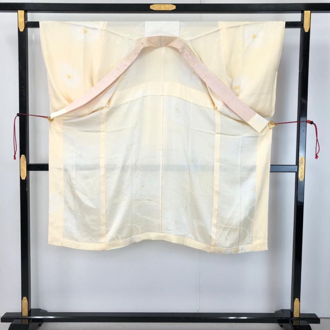 牙黄色 刺繍半衿付