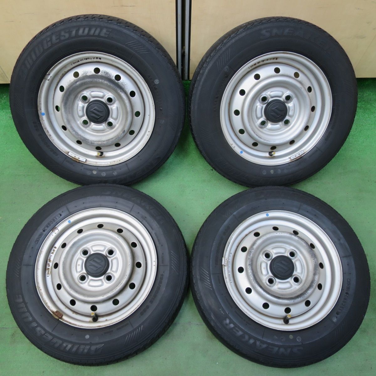 4本価格 スズキ アルト 純正 スチール 135|80R12 ブリヂストン スニーカー SNK2 12インチ PCD100|4H 5052205イノ