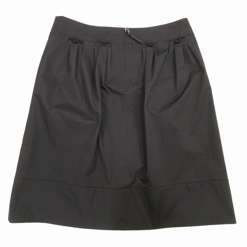 FOXEY NEWYORK ストレッチグログランスカート 40 ブラック ひざ丈 人気のはしごレース 22637 B＋＋ FOXEY フォクシー ニューヨーク フレア スカート グログラン 中古