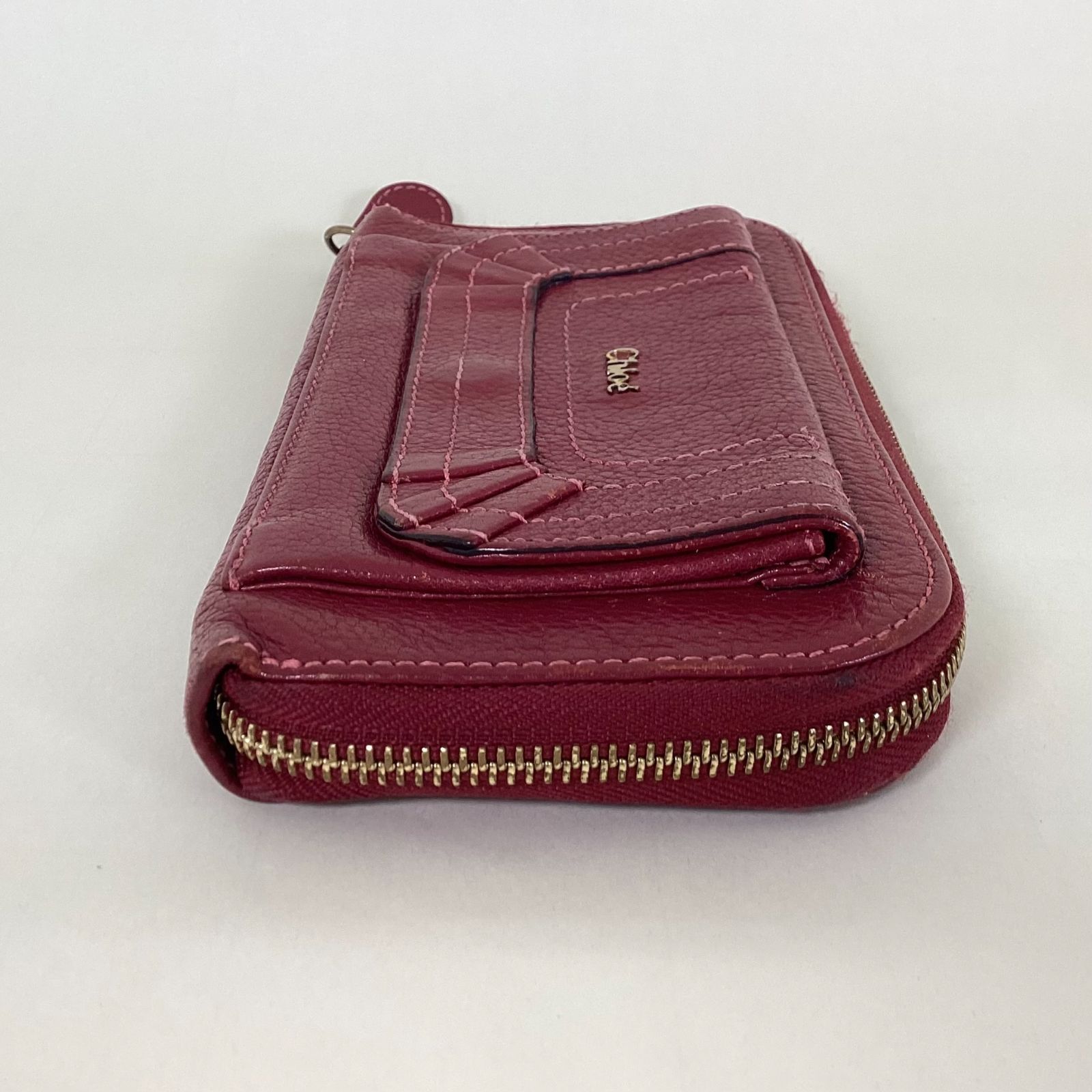 CHLOE マーシー ラウンドファスナー 長財布 レッド Chloe クロエ 長財布 ラウンドファスナー レザー 赤 - メルカリ