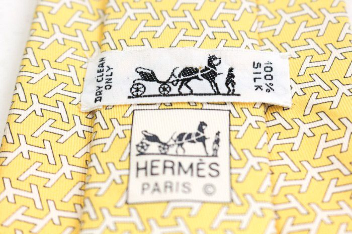 HERMES エルメス ネクタイ H織り シルク100% イエロー 【新品