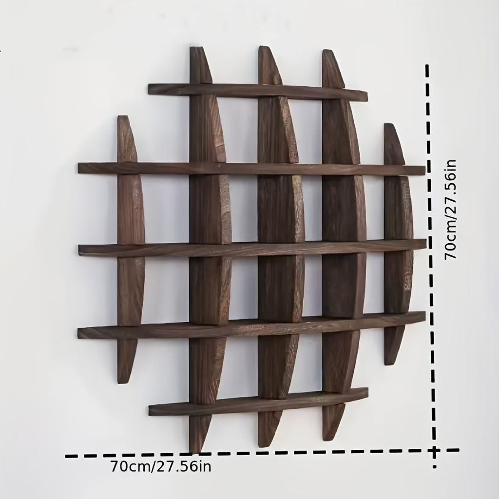 ダイニングルーム ベッドルーム 装飾用のモダンな木製棚 収納 壁掛け棚 ラウンド型 竹製 ラタンデザイン スタイリッシュな