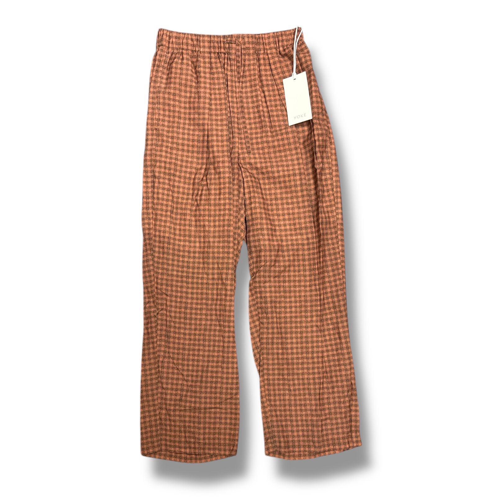 参考上代39600円 YOKE 24SS PIXEL LOW PLAID EASY PANTS ピクセルロウプレイドイージーパンツ スラックス ヨーク YK24SS0655P ブリック ブラウン系