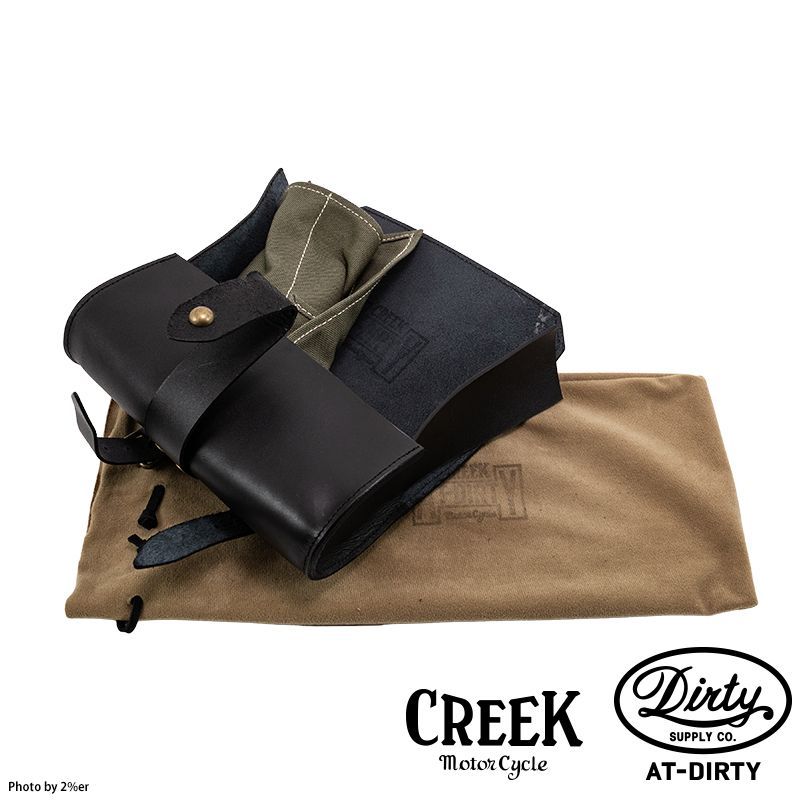 CREEK MOTORCYCLE X AT-DIRTY レザー プレーン ツールバッグ ブラック FFCRYSTALESIA_COM