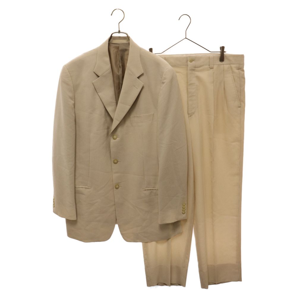Barassi milano (バラシミラノ) ピークドラペル シングル テーラードジャケット 2タック センタープレス スラックスパンツ セットアップ サマースーツ ベージュ