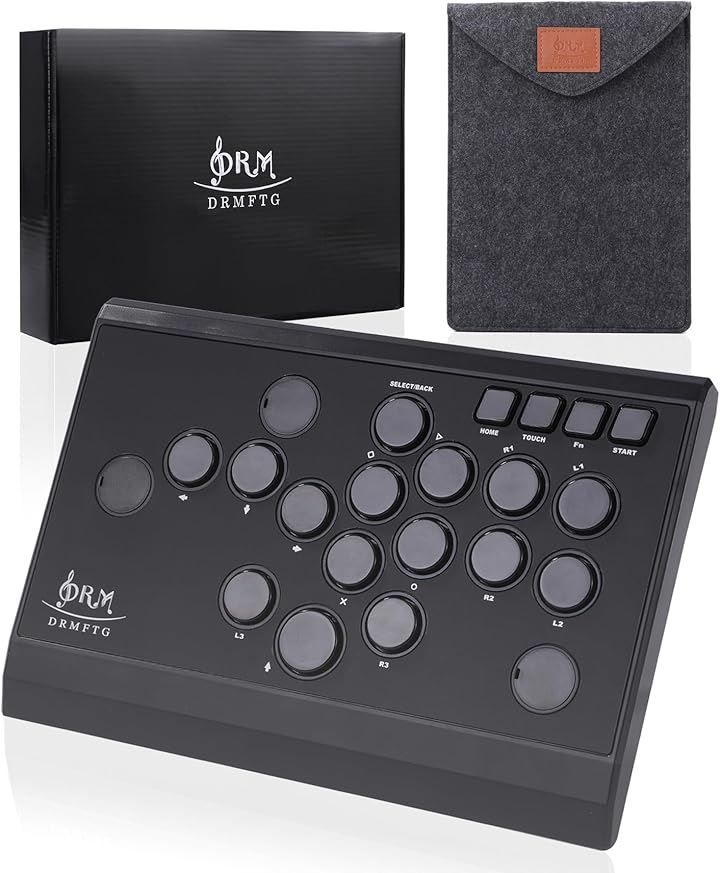 DRMFTG 高コスパモデル Slim レバーレス アケコン レバーレスコントローラー 静音 マットブラック 応答速度0.8ms 薄型 軽量 ホットスワップ対応 PC PS3 Switch Black PC版