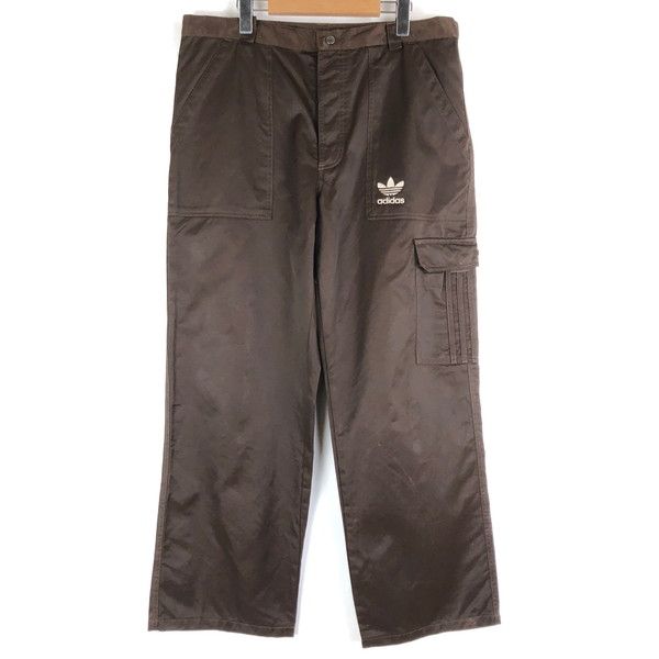 【古着】 adidas アディダス パンツ 厚手 ナイロン ポリパンツ カーゴポケット 万国旗タグ　80-90ｓ ブラウン系 メンズW35 【中古】 n059617
