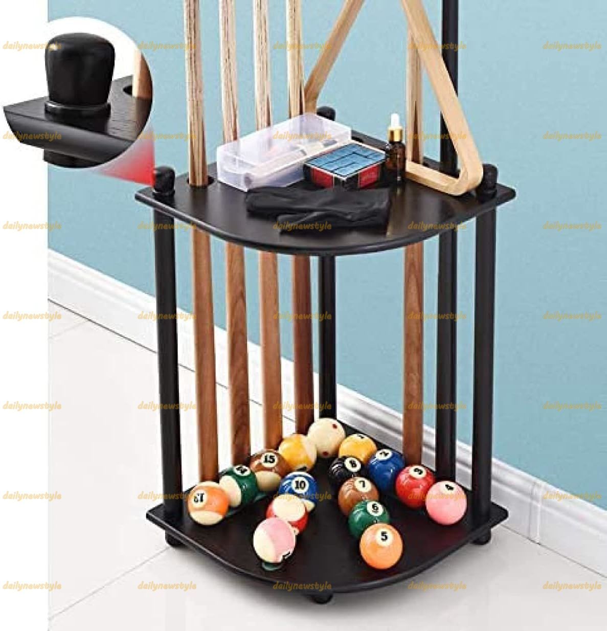 人気推薦 ビリヤードスティックスタンドプールキューホルダー無垢材ビリヤードスティックスタンドフロアスタンドキューラックラックは8つのキューを保持しますビリヤードキュースタンドとプールボールのセット自立