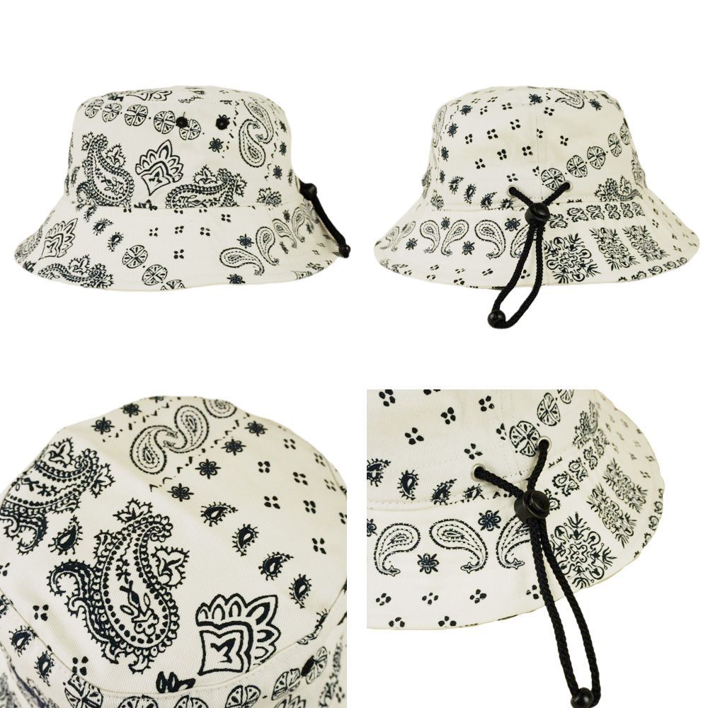 男女兼用 ハット リーバイス LEVI'S 【クリックポスト発送】 BANDANA BUCKET HAT バンダナ バケットハット ホワイト 白 ペイズリー バケハ メンズ レディース 帽子 刺繍 ロゴ Y2K 90s コットンツイル