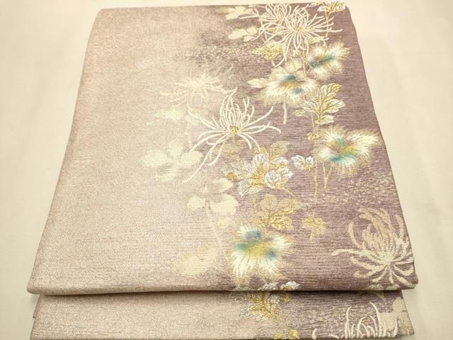 平和屋1◎六通柄袋帯 織弓司 桃山屏風草花図 金糸