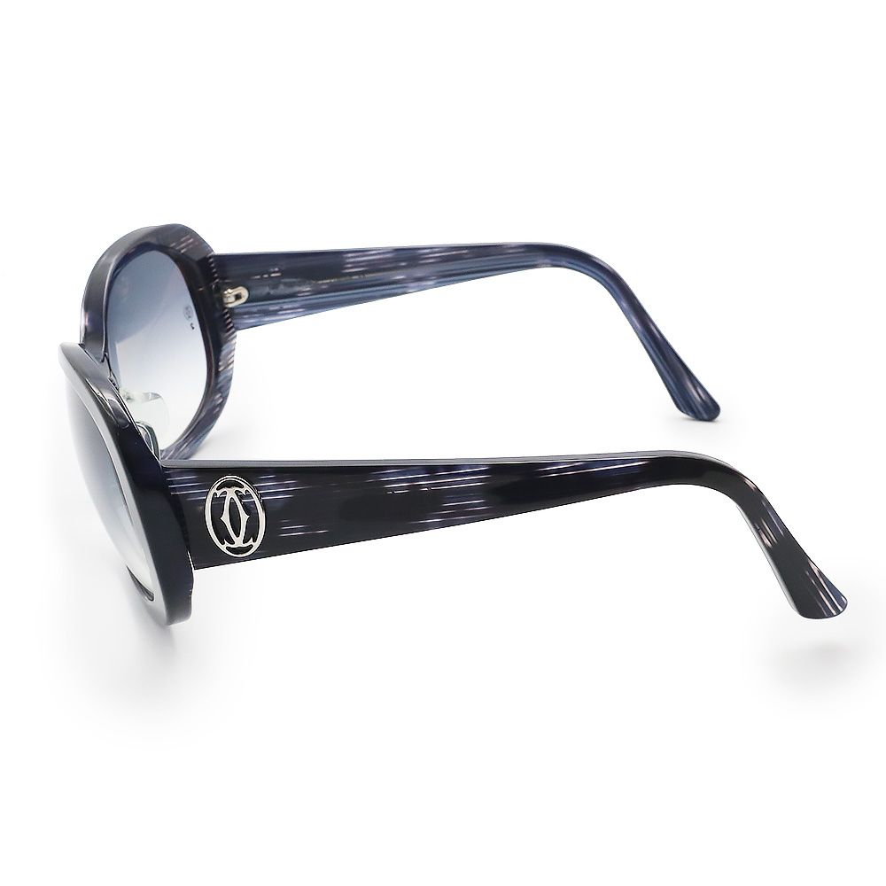 カルティエ 2C サングラス メガネ 眼鏡 アイウェア プラスチック ブルー シルバー金具 T8200875 箱付 Cartier（中古） カルティエ 2C サングラス メガネ 眼鏡 アイウェア プラスチック