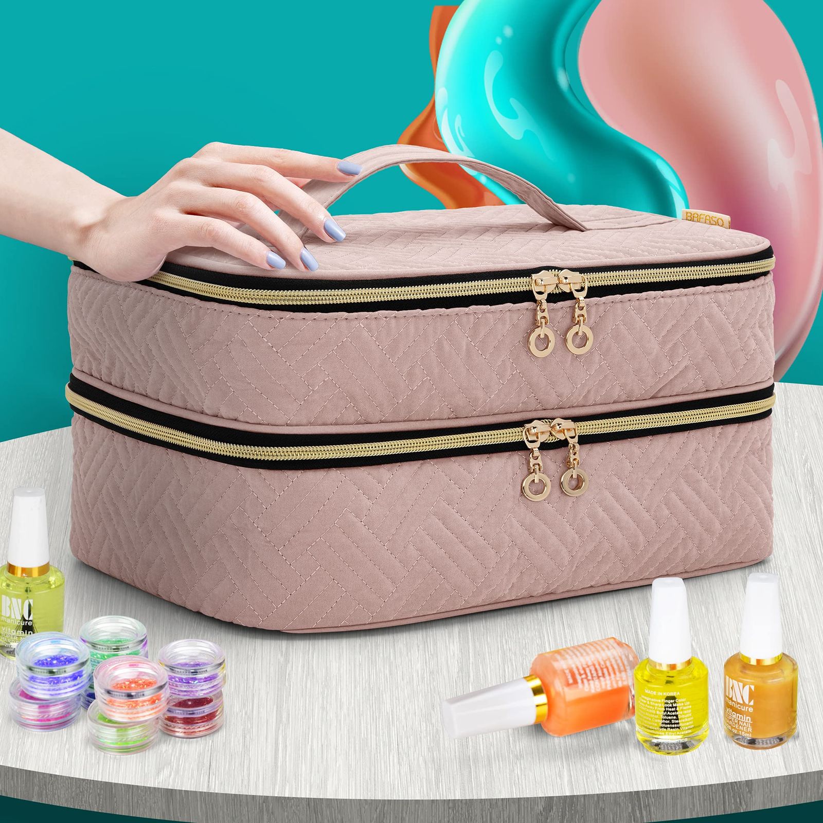 Luxja) Luxja マニキュアケース 70ボトル用 仕切り 2つの取り 