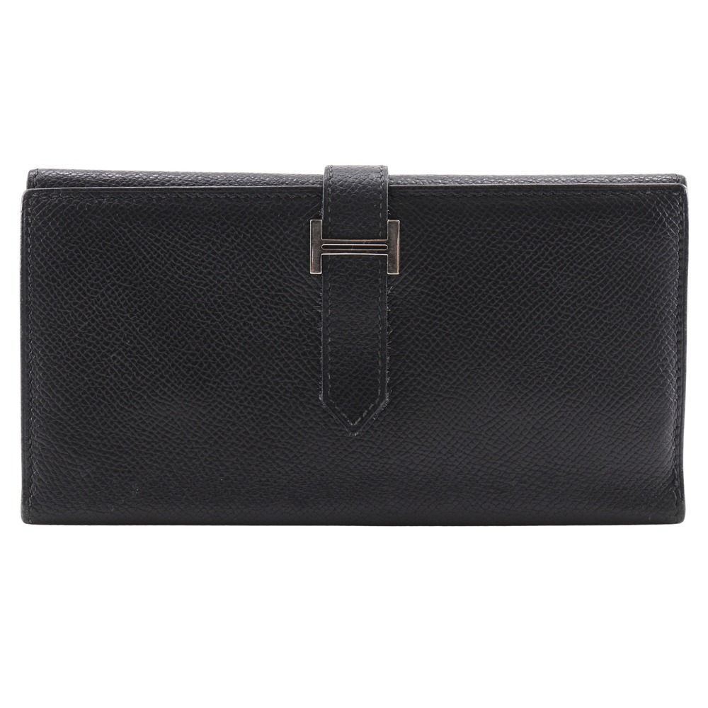 【HERMES】エルメス ベアンデュプリ 2PLIS 三つ折り ヴォーエプソン 黒 □K ユニセックス 長財布 HERMES】エルメス ベアンデュプリ 2PLIS 三つ折り ヴォーエプソン 黒
