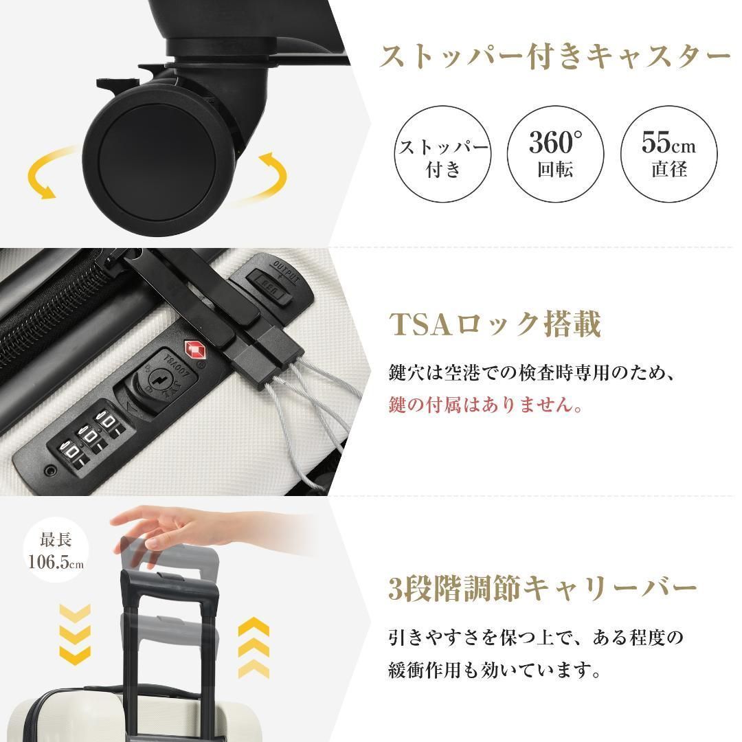 スーツケース フSサイズ 機内持込ロントオープンUSBポート付き