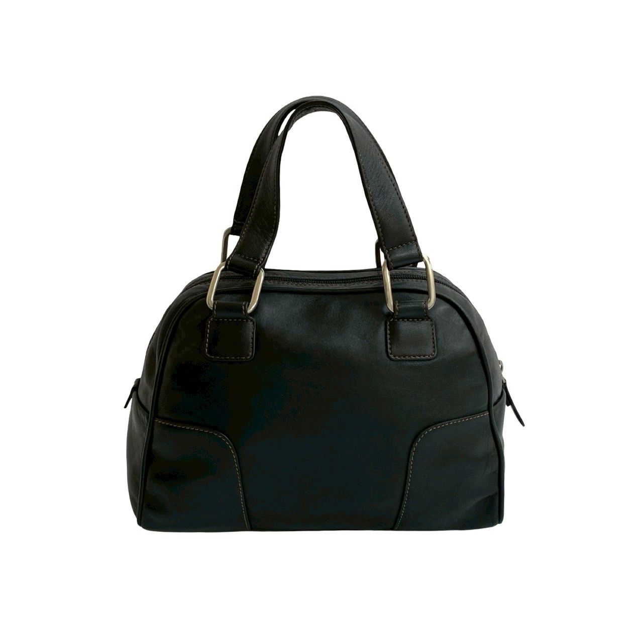 極 美品 LOEWE ロエベ アナグラム ロゴ シルバー 金具 ステッチ