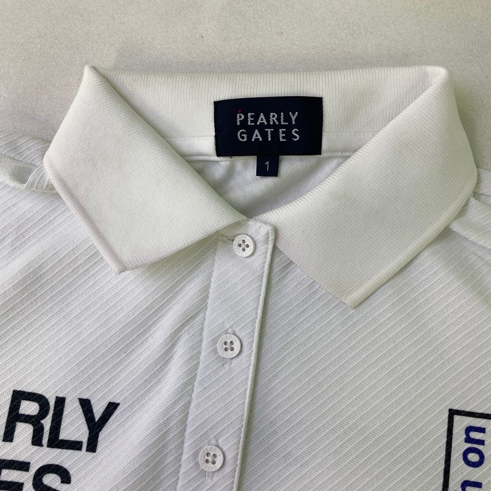 心地良い サイズ 1 PEARLY GATES パーリーゲイツ モデル 半袖ポロシャツ ニコちゃん ストライプ柄 ホワイト系 240101534720 ゴルフウェア レディース ストスト 大幅割引！