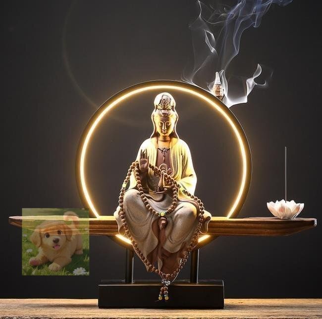 禅の置物玄関リビング観音仏像陶器の町家アイデア逆流香装飾品