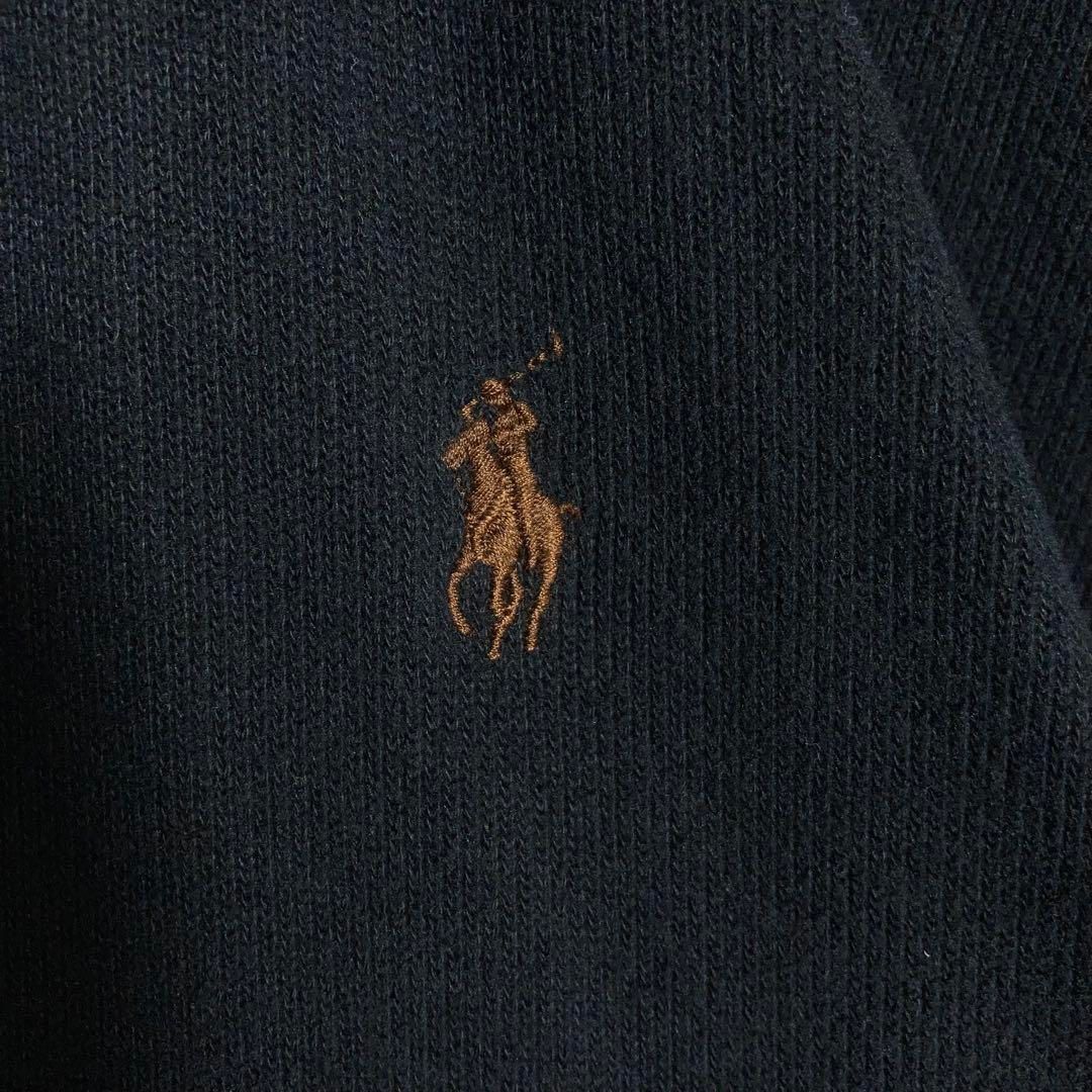 Ralph Lauren ハーフジップ　ブラック　刺繍ロゴ　XL 極美品 XLサイズ】RALPH LAUREN ハーフジップスウェット 刺繍ロゴ 黒