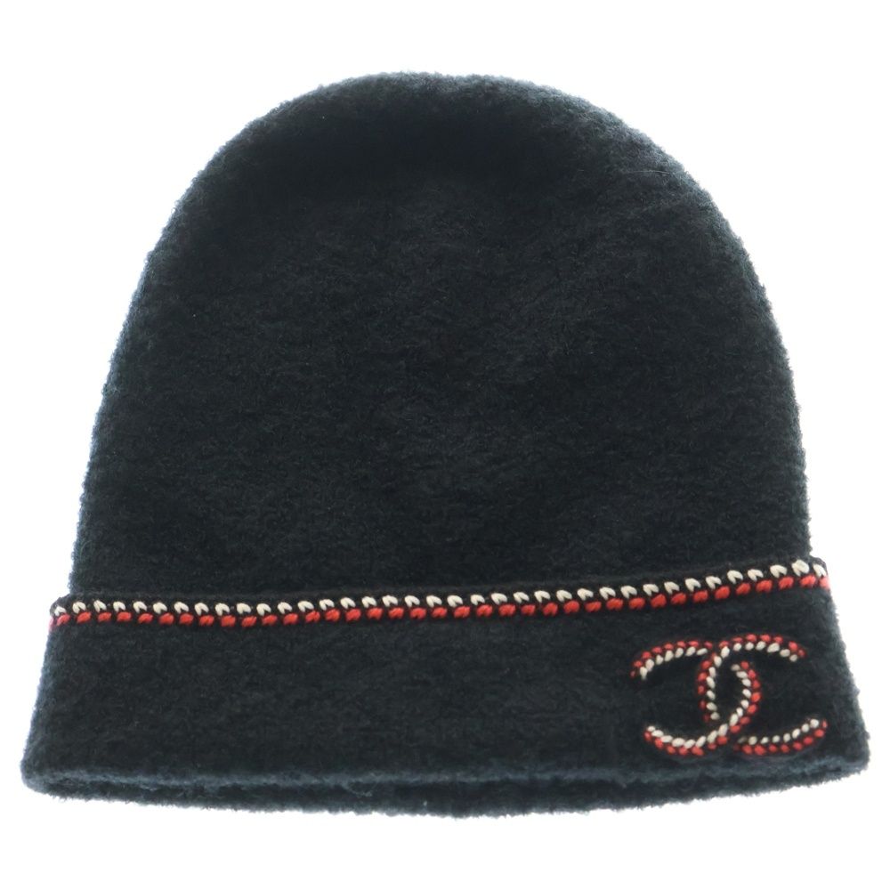 CHANEL (シャネル) 編込みライン ココマーク カシミア ニットキャップ