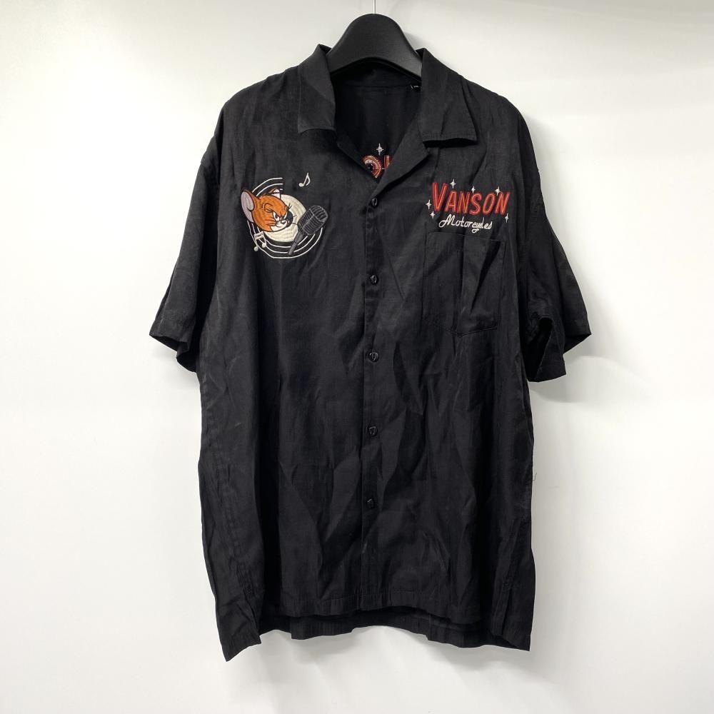 VANSON×トムとジェリー 刺繍レーヨン 開襟シャツ ブラック サイズXXL ▲タグ欠損 バンソン 17