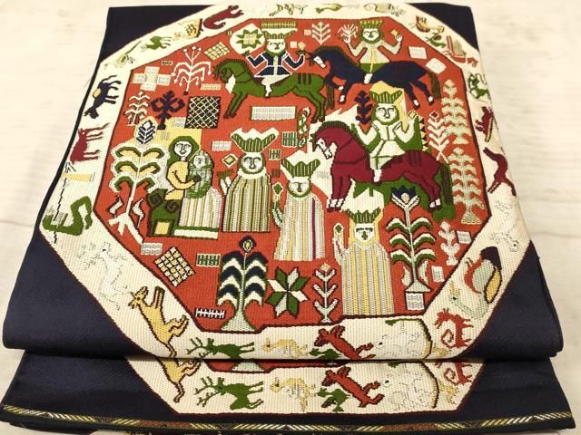 平和屋着物◎六通柄袋帯 文礼祭威諾 正絹 逸品 AAAZ0756dt
