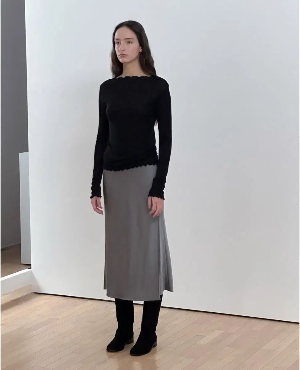 GONGDERINE gongderine mary satin skirt grey s
