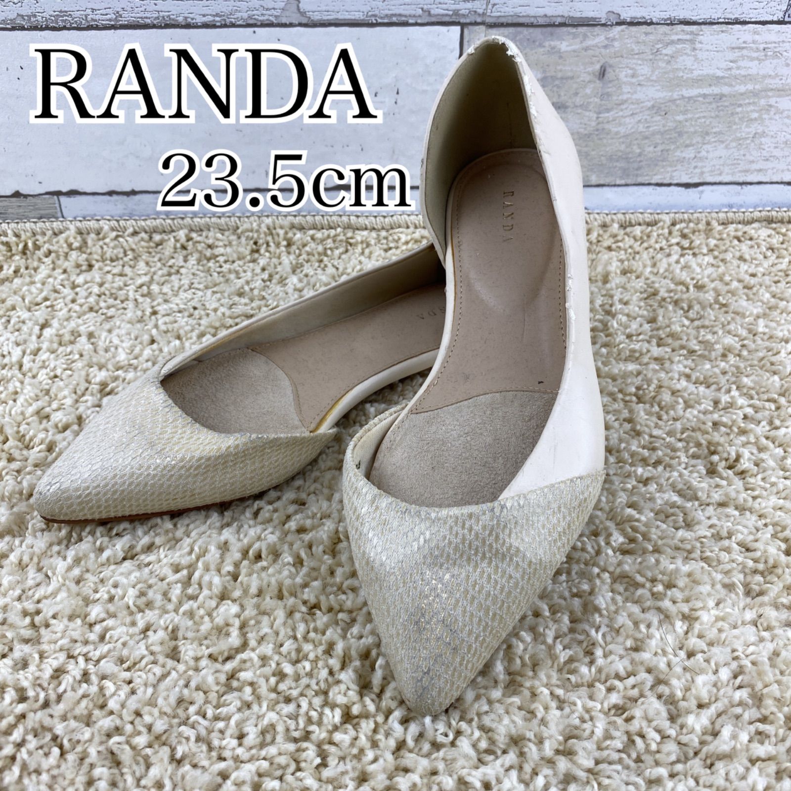 RANDA ランダ フラットシューズ パンプス オフホワイト ベージュ 23.5 