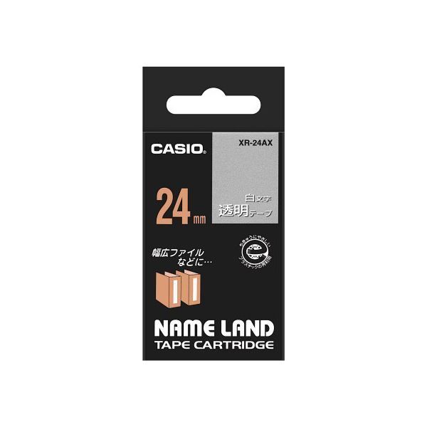 【5個セット】 カシオ計算機 ネームランドテープ 24mm 白文字 透明 XR-