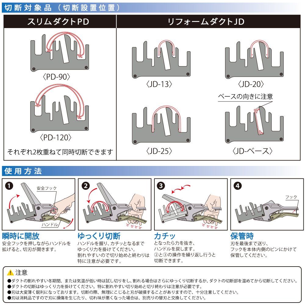 100％品質保証！ トップ工業 TOP ダクトカッター PD JD用 スリムダクト PD-90 PD-120 同時切断 DC-120PJ 燕三条 あんしん鑑定
