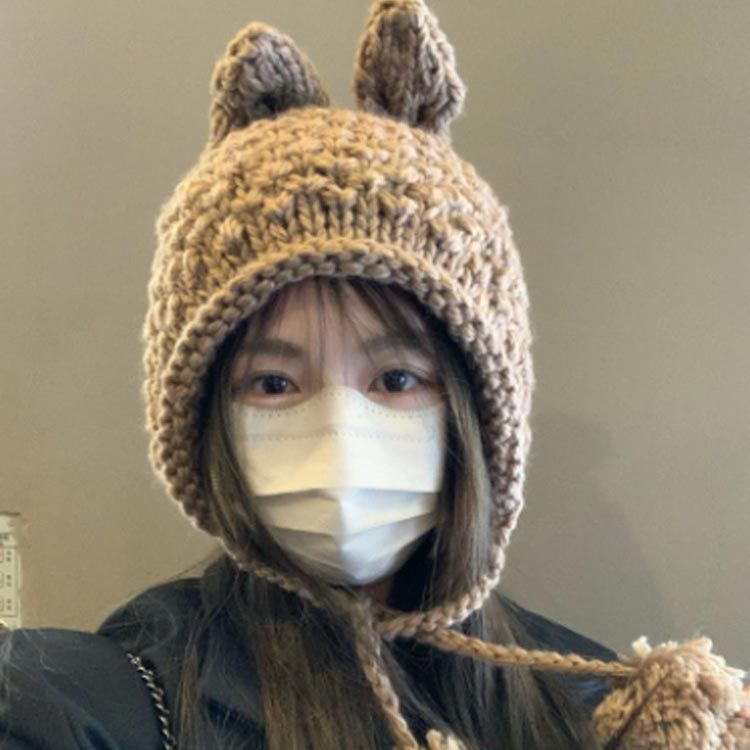 うさ耳ニット帽ハンドメイド　 猫耳ニット帽　 サマーハット　 ☺︎ ニット帽 うさ耳 ハンドメイド