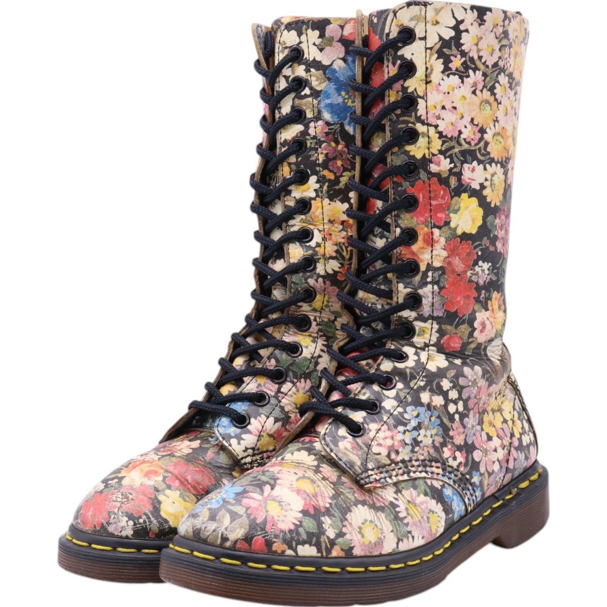 充実の品 古着 ドクターマーチン Dr.Martens 花柄 14ホールブーツ 英国製 靴
