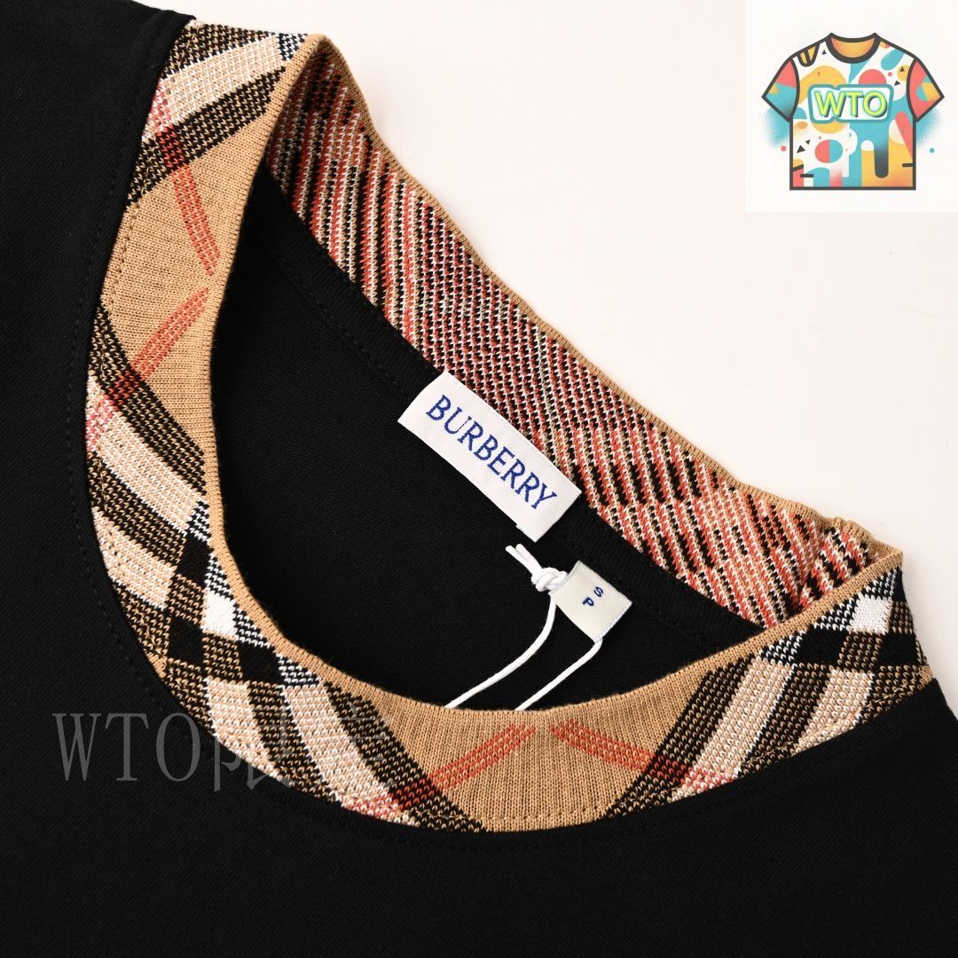 今日特価】BURBERRY BBR Check Collar Short-Sleeve T シャツ