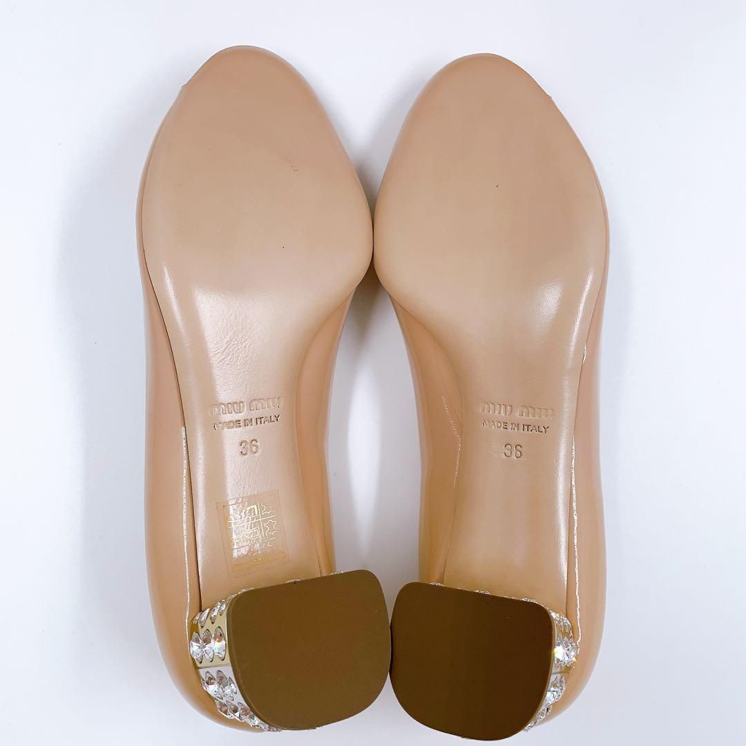 正規品・未使用品】MIUMIU エナメル ビジューヒール パンプス 即日配送 