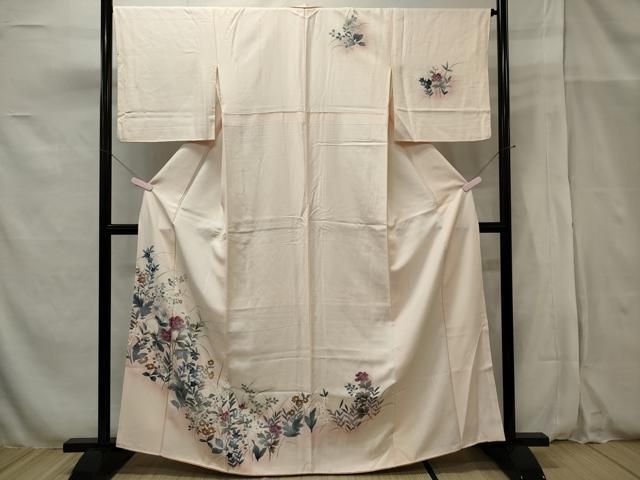 平和屋着物○訪問着 型染め 草花文 正絹 逸品 CABA1841ut 平和屋着物