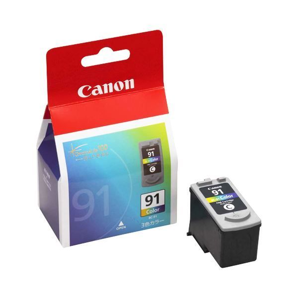 （まとめ） キヤノン Canon FINEカートリッジ BC-91 3色一体型 