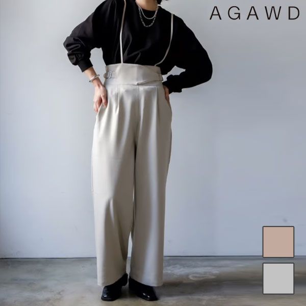 アガウド AGAWD ボトムス 25春夏 Side Belt Pants サイドベルトパンツ ロング丈 フルレングス ショルダー オールインワン グルカパンツ 2401-221197