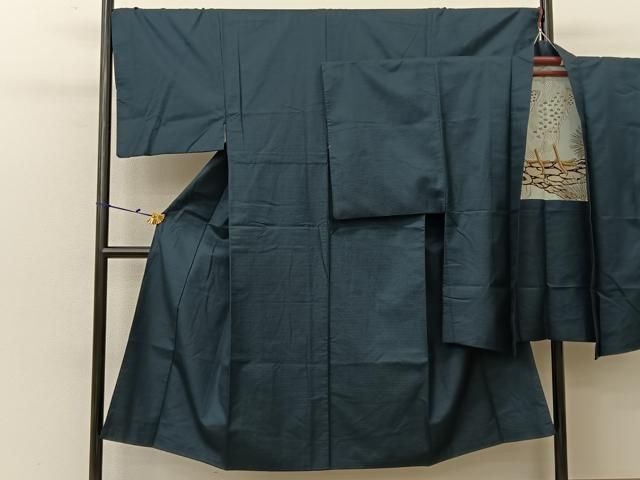 平和屋着物●男性 紬 アンサンブル 100亀甲 羽裏 鷹 正絹 BAAV2010hj