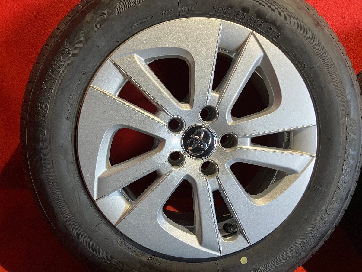 中古サマータイヤホイールセット 【 BRIDGESTONE NEXTRY 195/65R15 15x6.5+40 100-5H】 [トヨタ 50系 プリウス純正] 4本SET