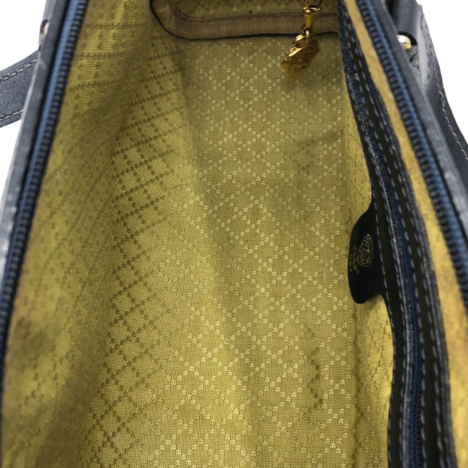 GUCCI(グッチ) GG pattern canvas leather mini Boston bag GG 柄 キャンバス レザー ミニ ボストン バッグ ネイビー 087 OLD GUCCI ハンド