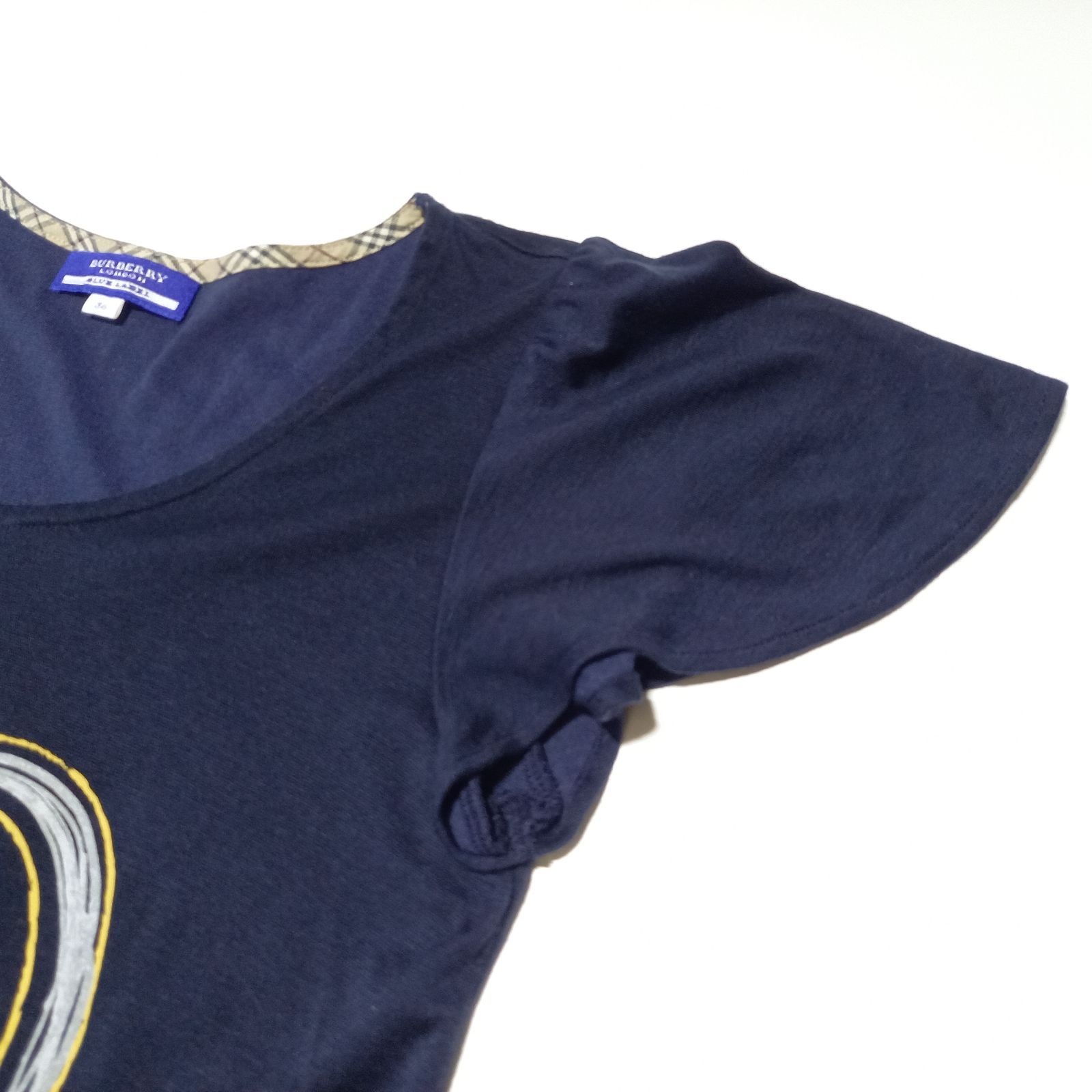 バーバリーブルーレーベル　ノバチェック　半袖Tシャツ 38 フォースロゴ BURBERRY BLUE LABEL - BURBERRY BLUE LABEL ノバチェック柄 T
