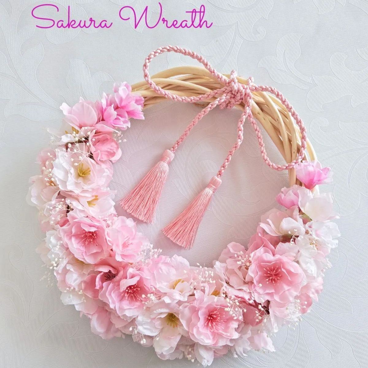 さくらとピンクローズのハーフリース*pink✕white〔M051〕