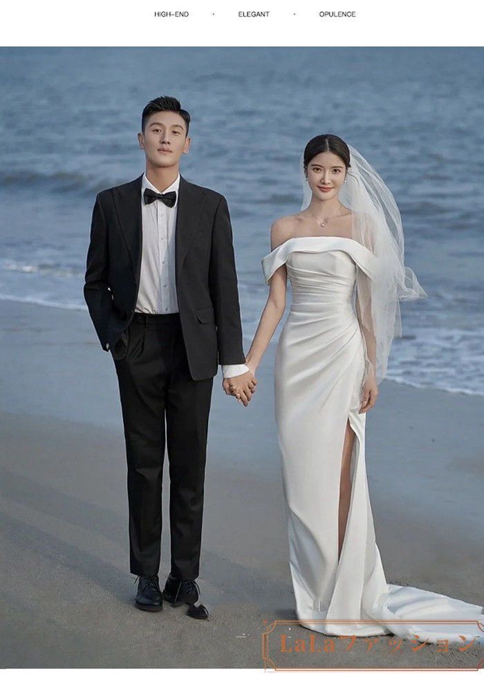 ウェディングドレス　サテン　ホワイト　前撮り　フォトウェディング　二次会　結婚式 楽天市場】ウェディングドレス セパレートドレス サテン 二次会