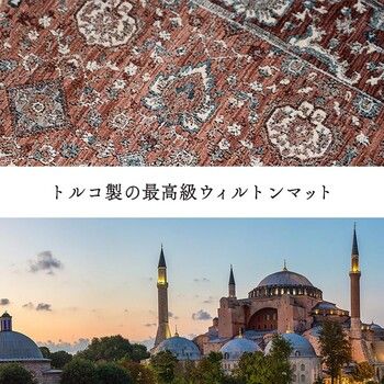 玄関 マット 約60×95cm トルコ製 ウィルトン 織り クラシカル柄 繊細 抗菌防臭 消臭 アルスラーン