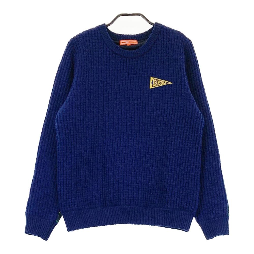 サイズ L BEAMS GOLF ビームスゴルフ 裏地付 ニットセーター チェック柄 ネイビー系 240101522240 ゴルフウェア メンズ ストスト